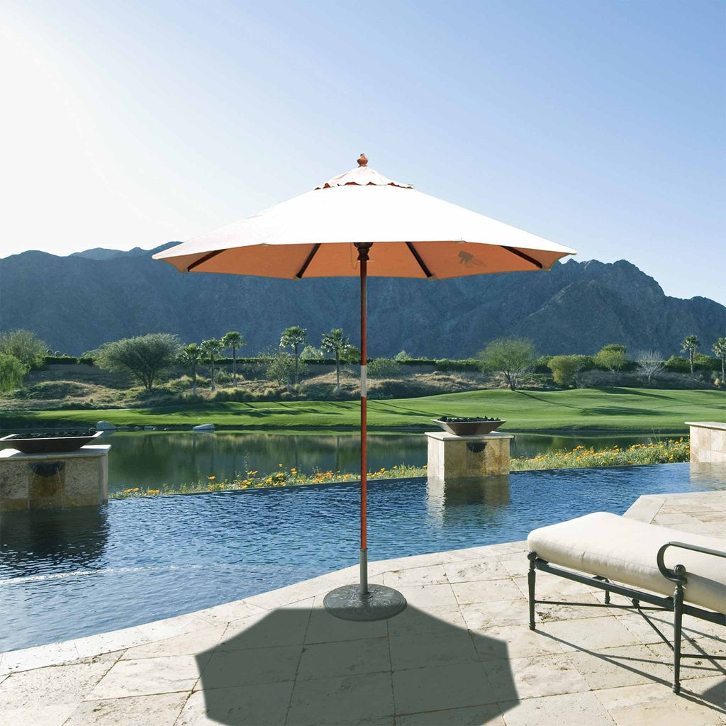 7.5 ft. Dark Wood Cafe - Beige Suncrylic Umbrella D823