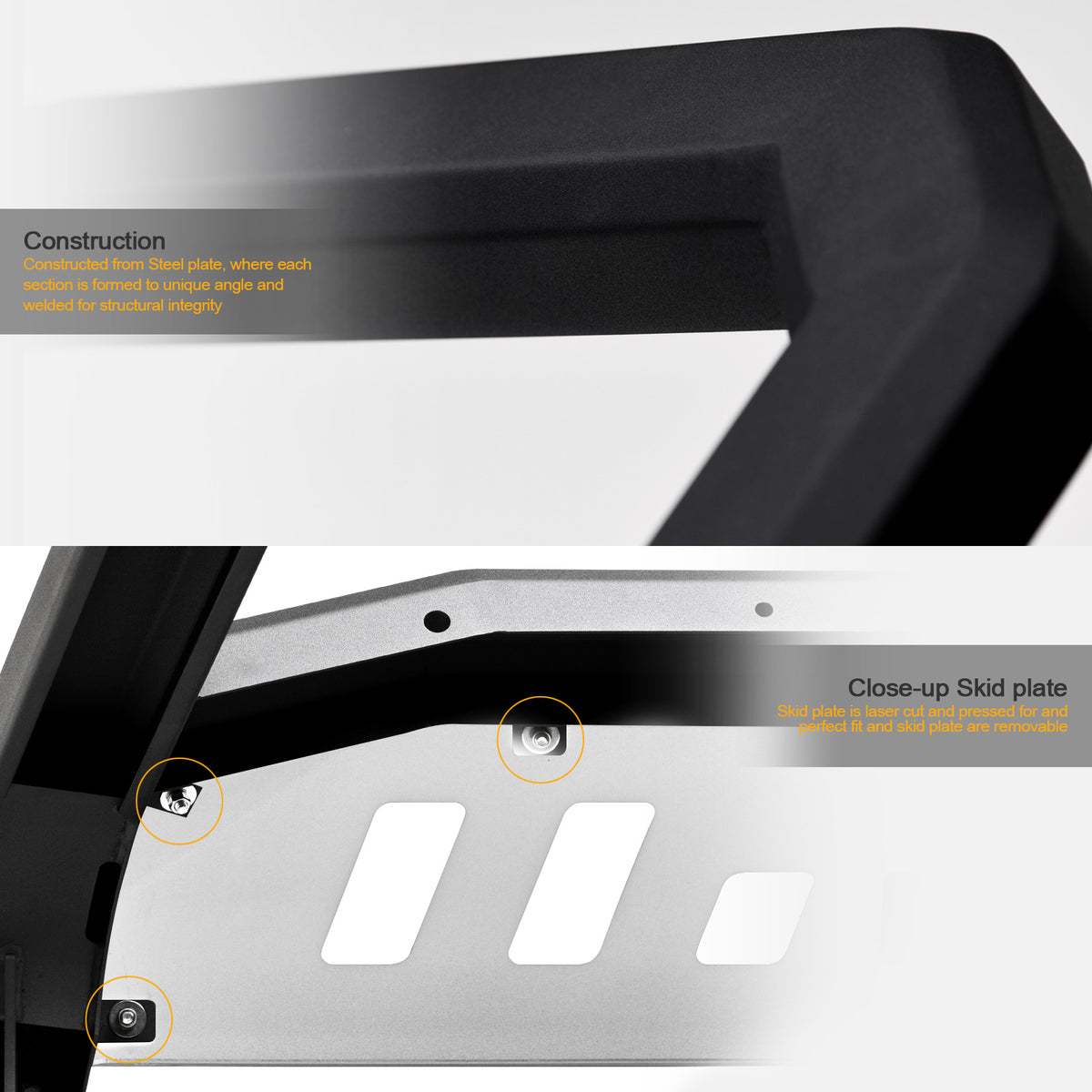 Matte Black Brush Aluminum Bull Bar with Skid Plate C721