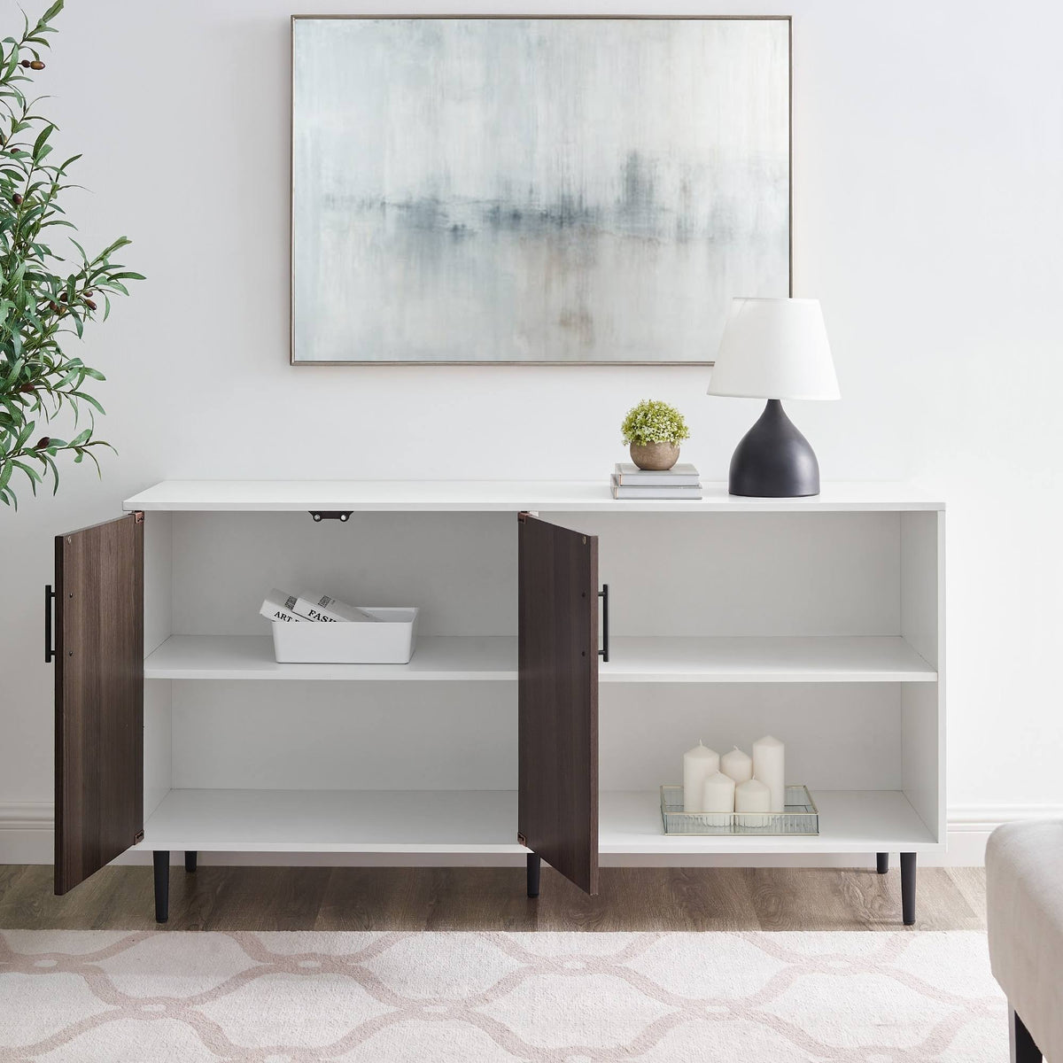 White / Ash Brown TV Console W6909