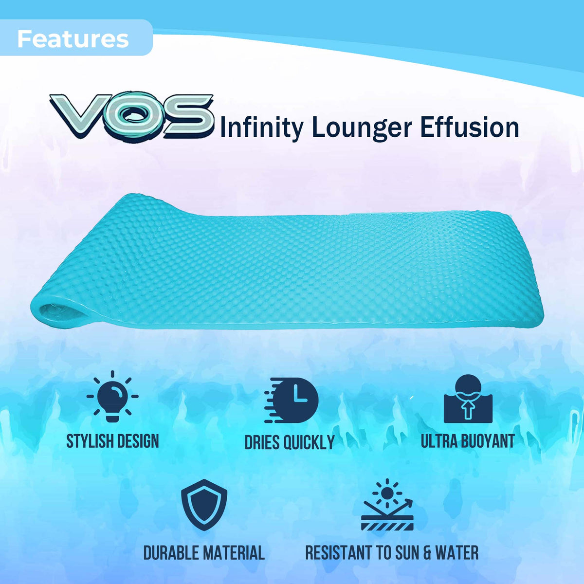 Seafoam Blue Foam Swimming Pool Lounger Mat Y2735