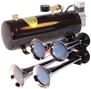 4 Trumpet Chrome Air Horn Kit with 110 PSI 12-Volt Air Compressor Tank O779008