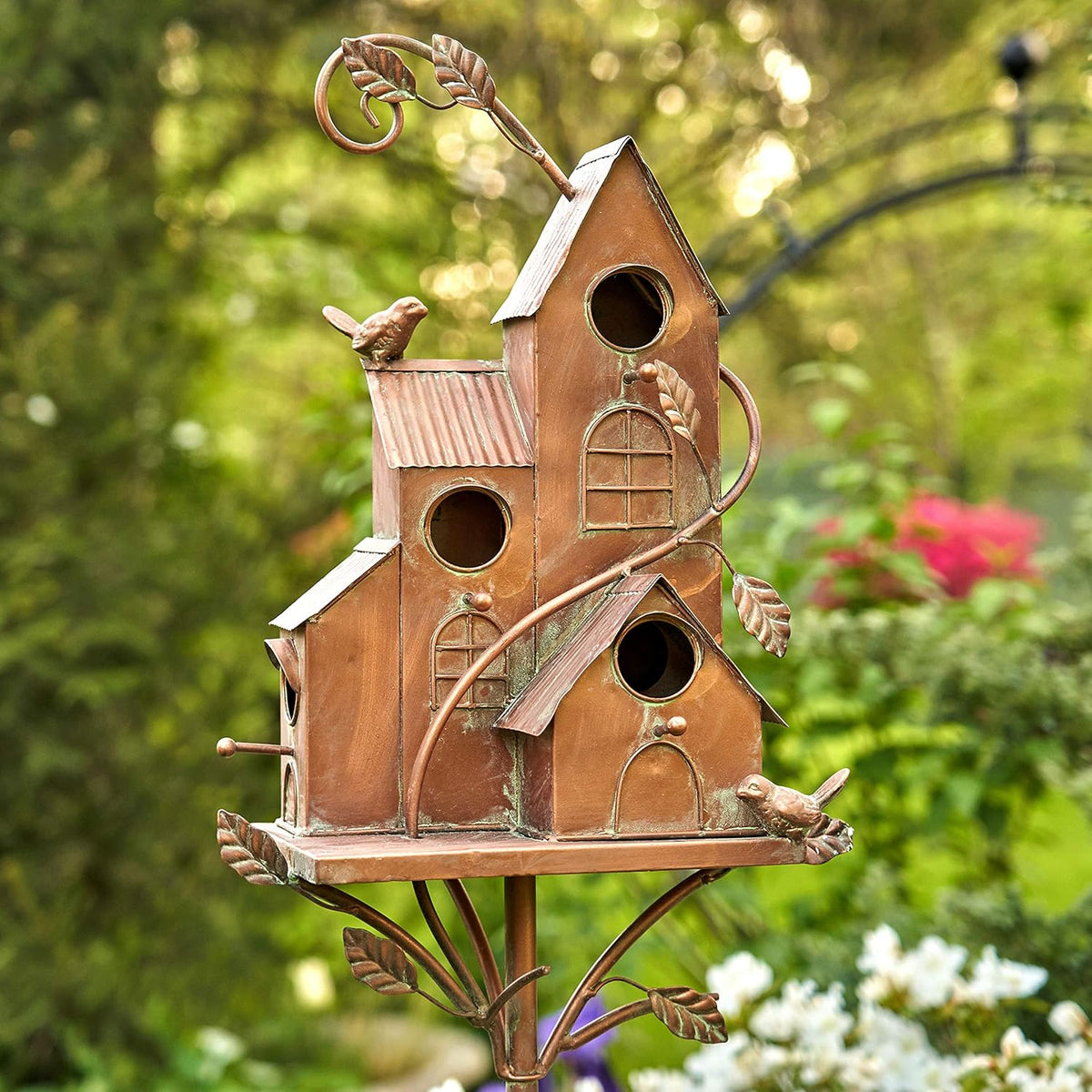 Large Copper Colored Multi-Birdhouse Stakes N91248