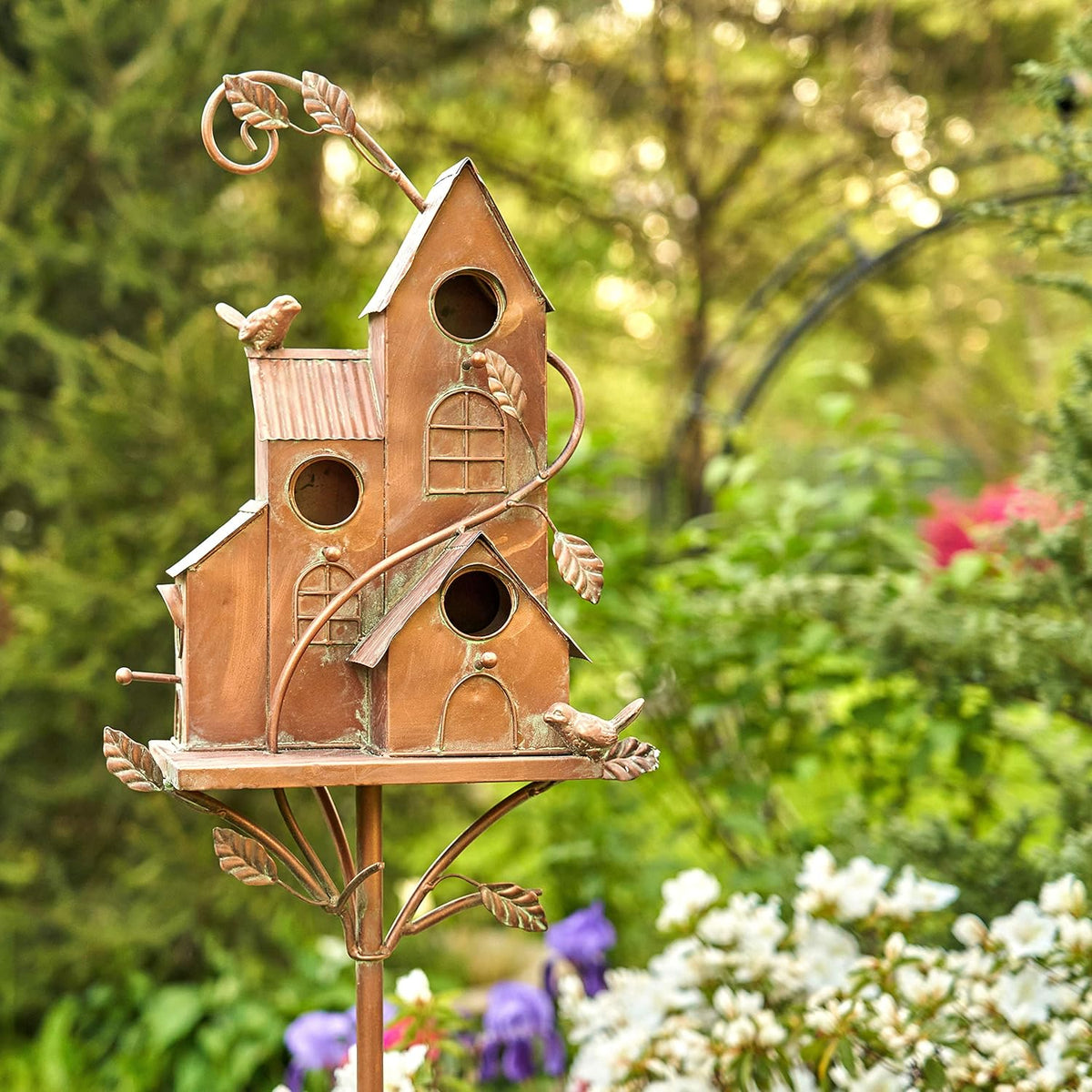 Large Copper Colored Multi-Birdhouse Stakes N91248