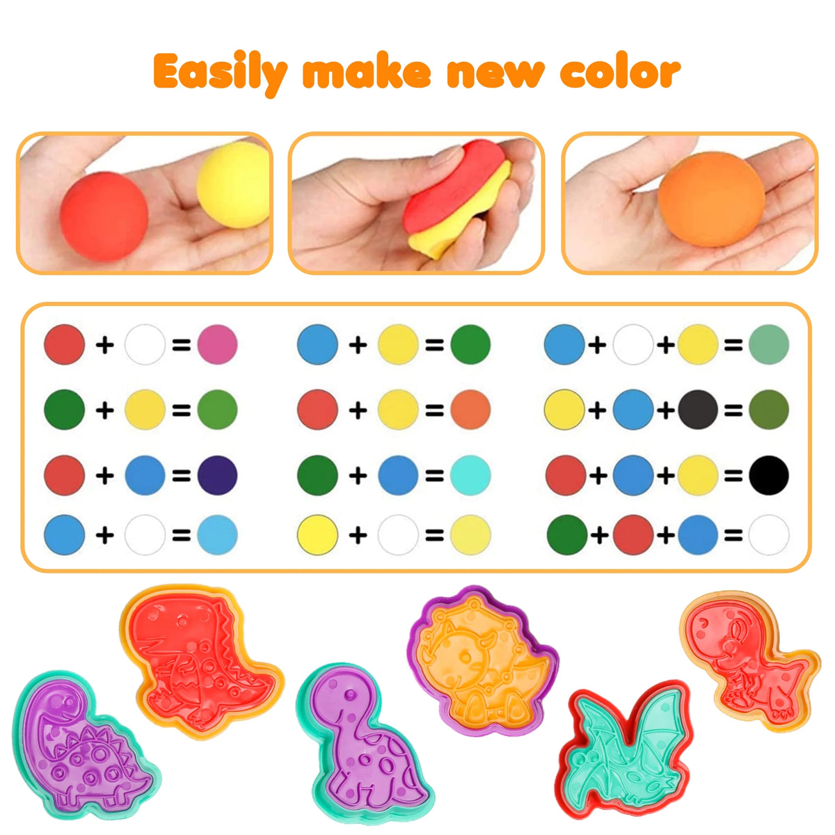 Play Dough Toys Colored Clay Set with Dinosaur Mold Z448015