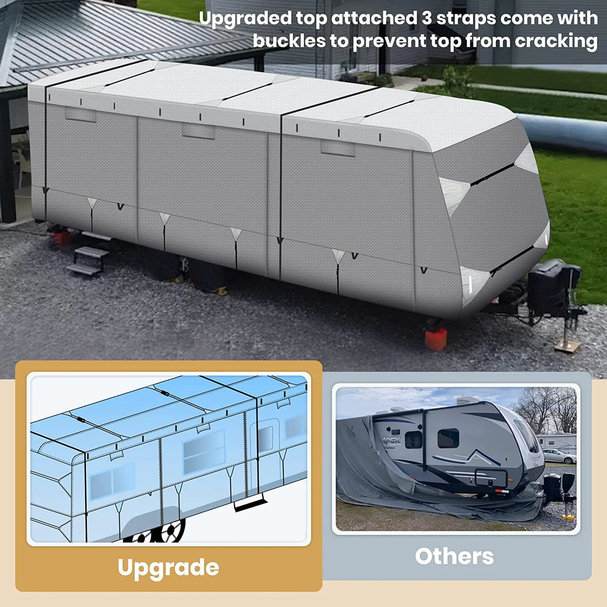 18'-20' Waterproof Travel Trailer RV Cover with Cotton Lining N667115