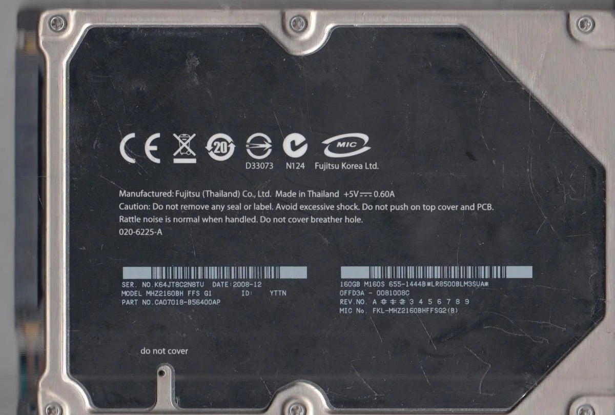 160GB SATA 2.5 Hard Drive A1852