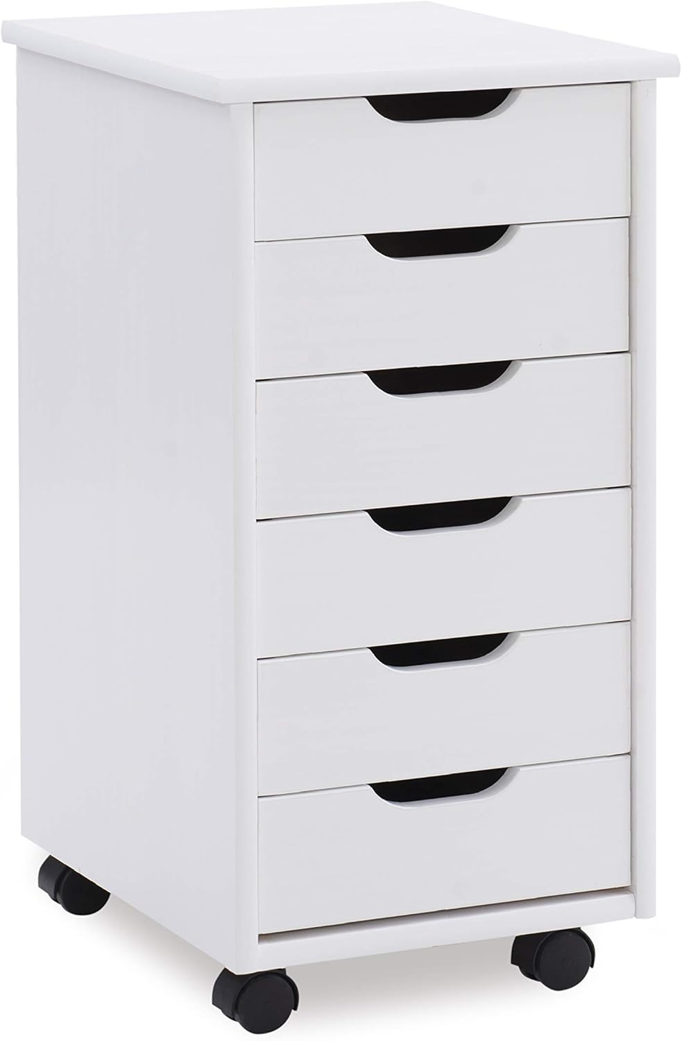 White Wash Six Drawer Rolling Cart S67573