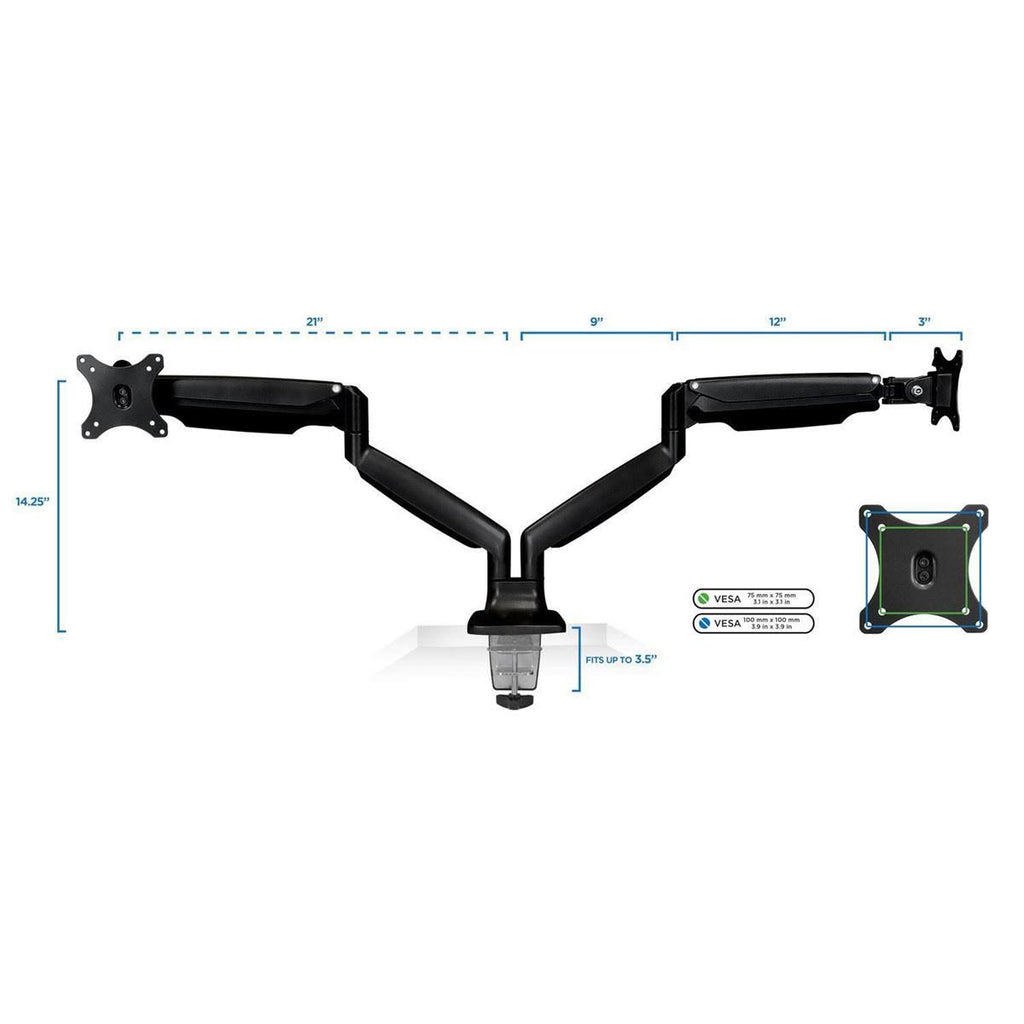 Black Adjustable Gas Spring Desk Mount for Dual Monitor P132806