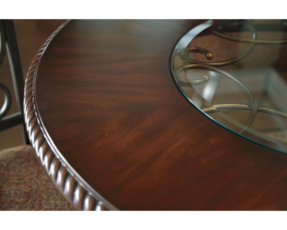 Brown Round Glass Top Dining Table A406