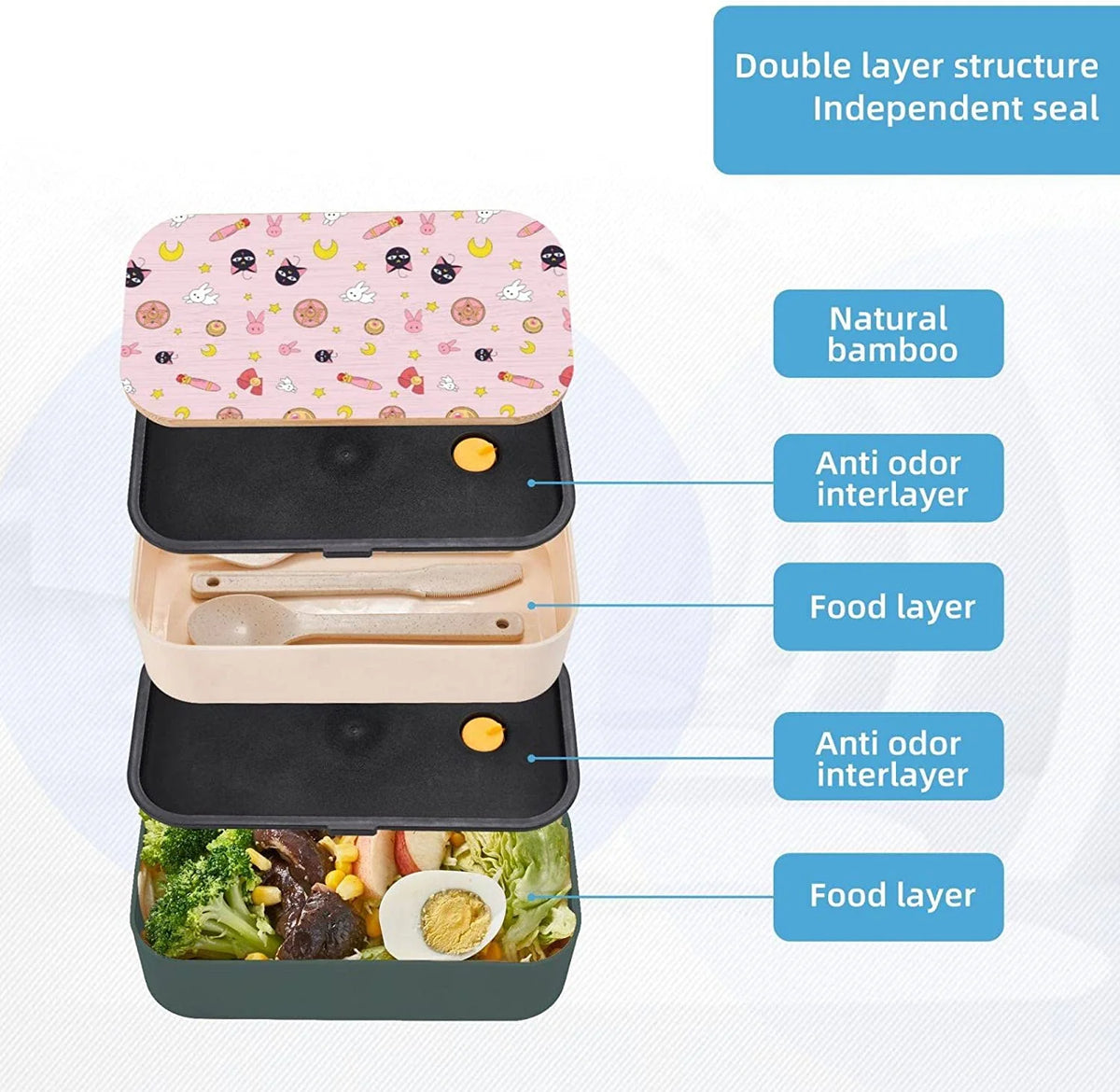 2 Tier Stackable Leakproof Bento Box Lunch Containers R4881