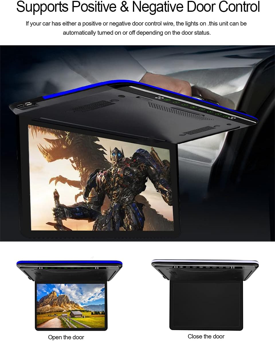 13.3 inch FHD Car Roof Monitor Flip Down Overhead Video Display with USB SD HDMI Port I917