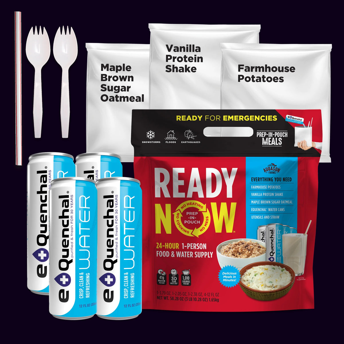 Freeze-Dried 24-Hour 1-Person Emergency Food & Water Supply Z652946