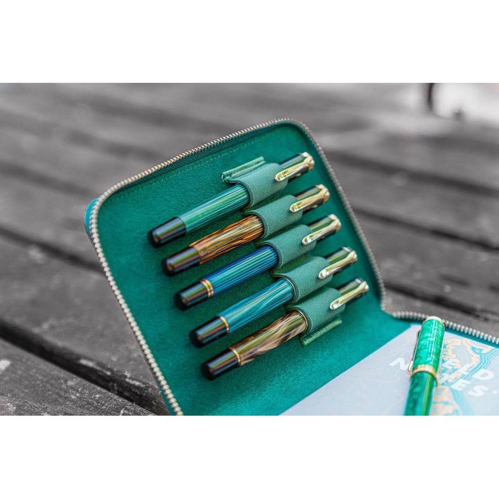 Forest Green 5 Pen Zipper Case Y11981