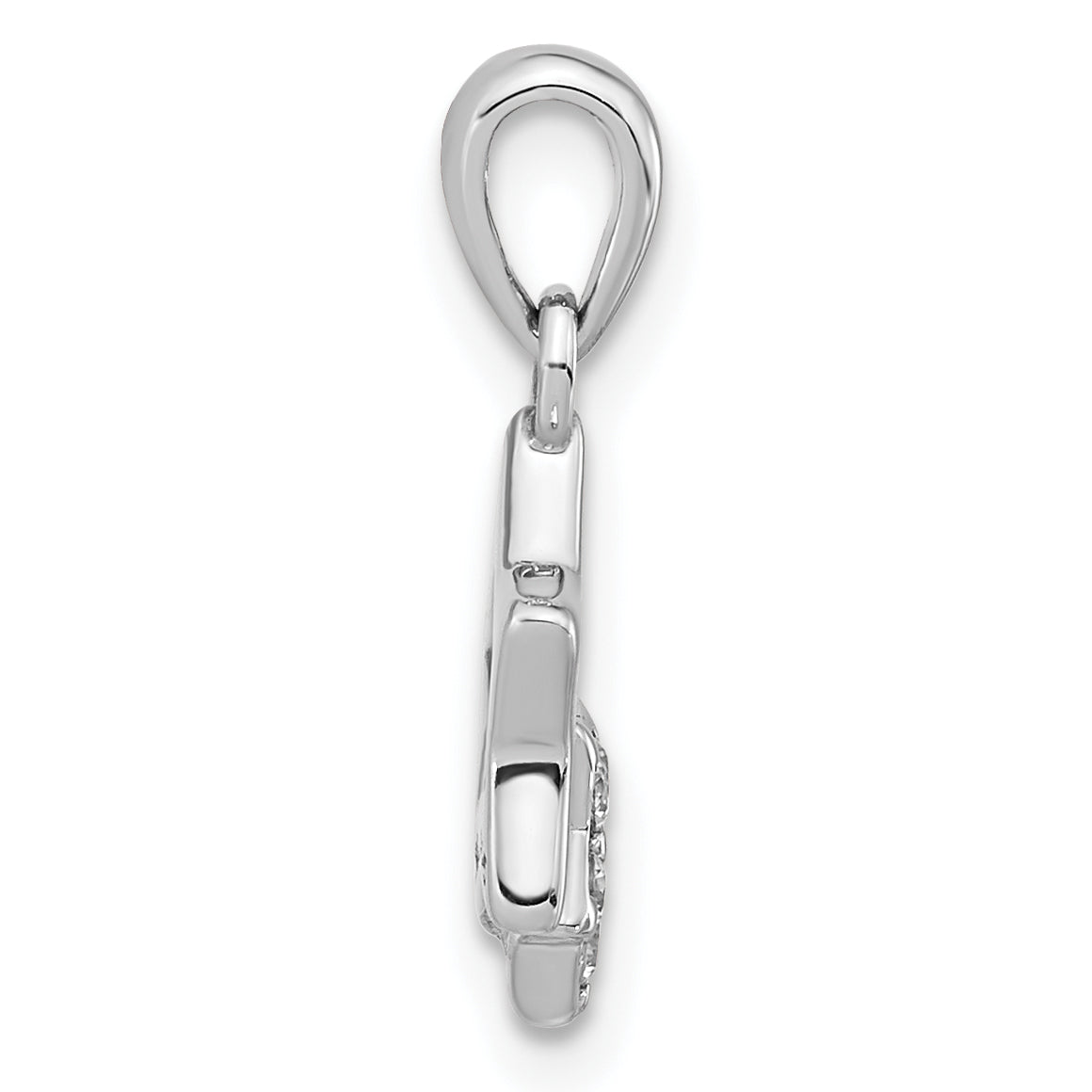 Sterling Silver Rhodium-Plated CZ Star Charm Pendant with Cable Chain Necklace 18'' R217182