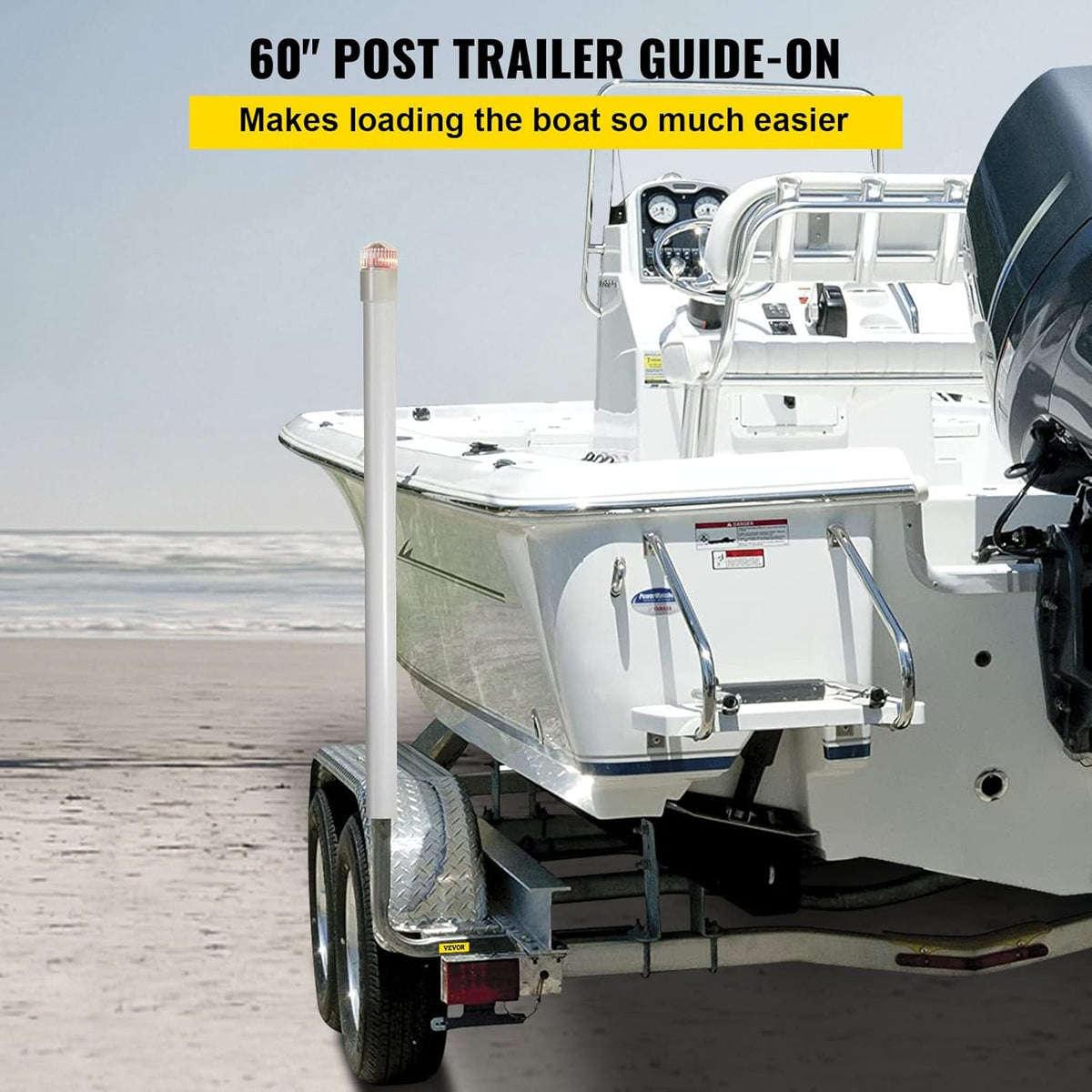 Boat Trailer Guide-on, 60", 2PCS Galvanized Steel with LED-Lighted PVC Tube Covers P270