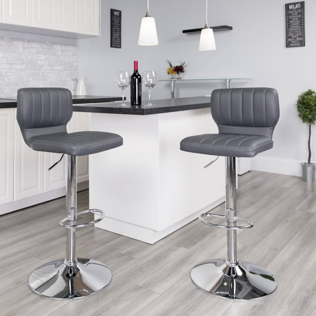 Gray Adjustable Height Barstool with Chrome Base M141