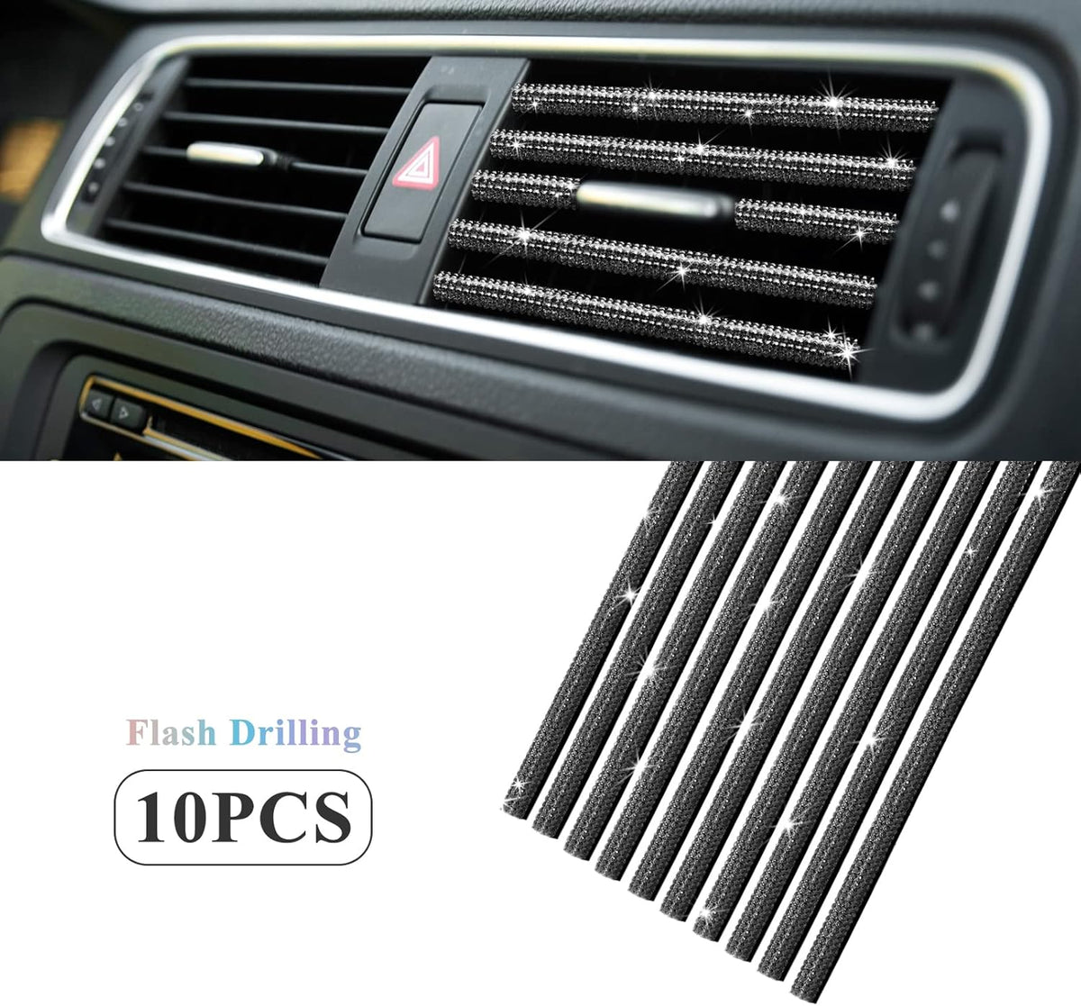 10 Pieces Bling Car Vent Outlet Trim Decoration Strip O161270