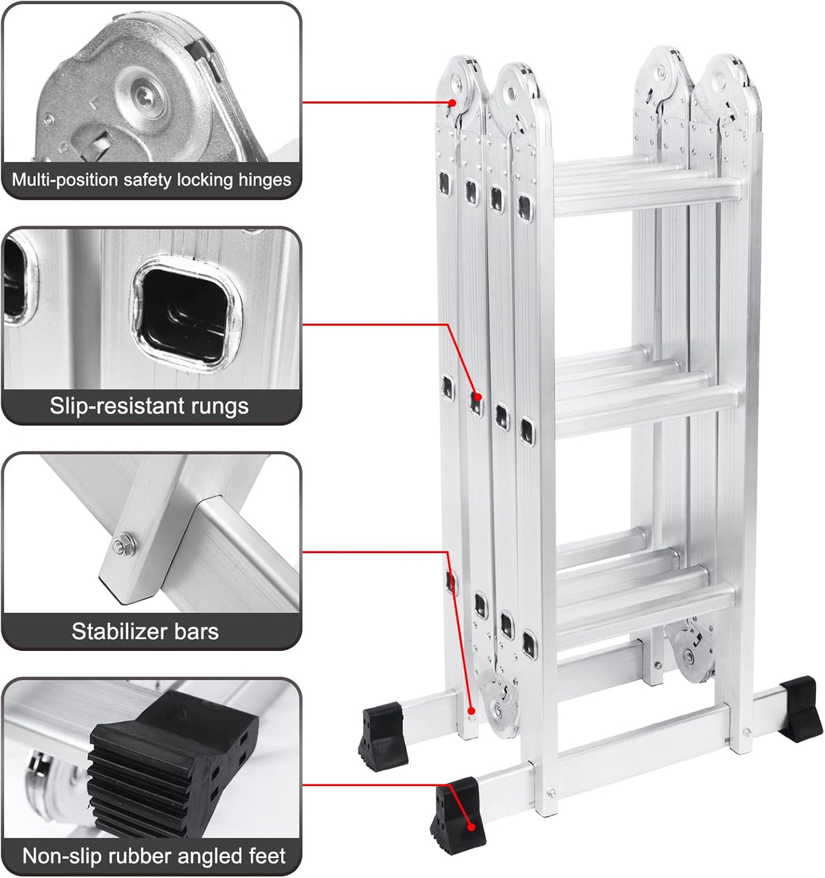 330lb 12.5ft Aluminum Folding Step Ladder T82916