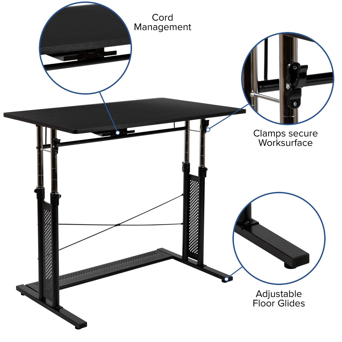 Black Rectangular Sit/Standing Desk U82761