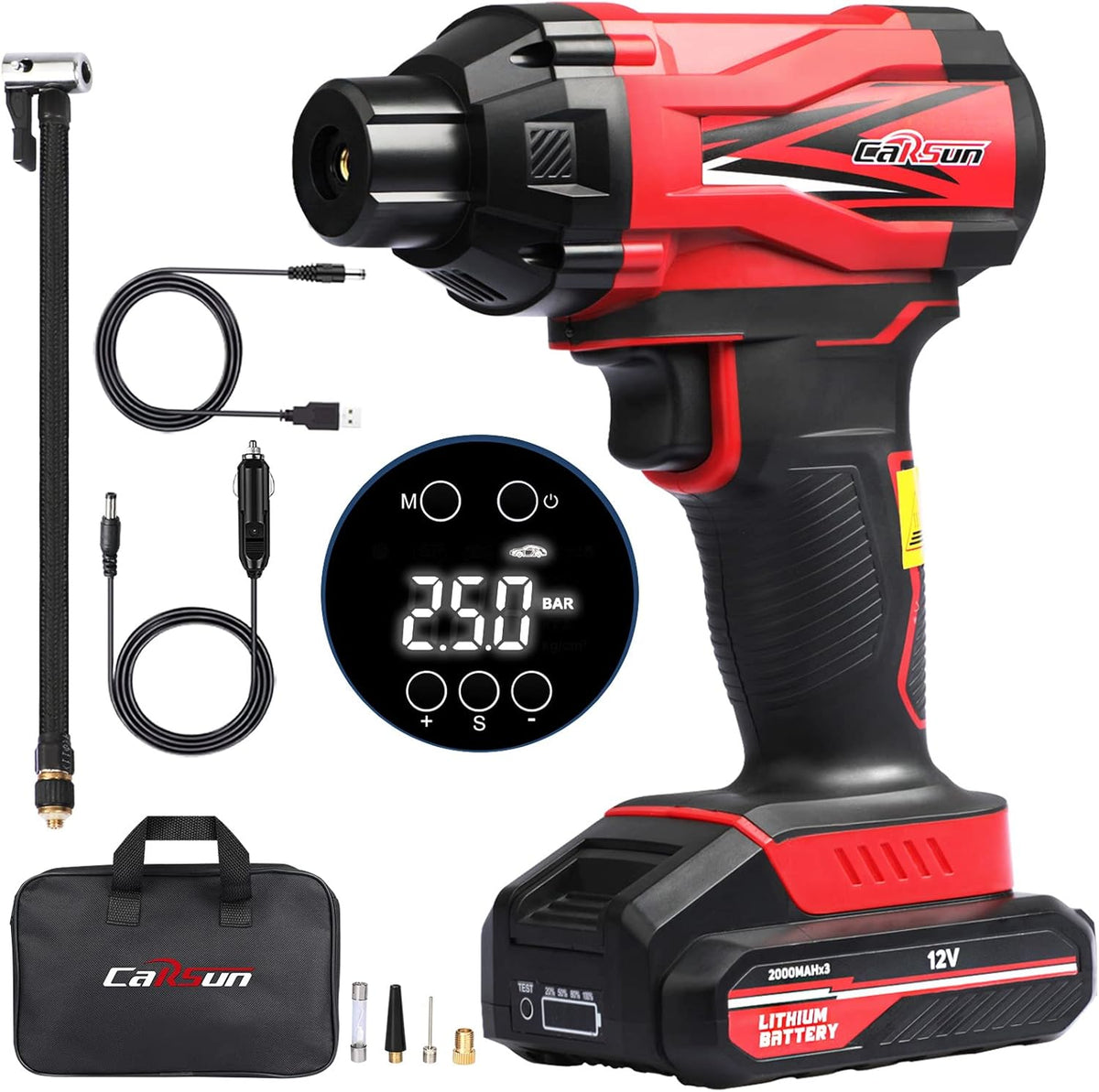 Cordless Portable Tire Inflator Air Compressor with Digital Pressure Gauge, Pack of 2 I3325