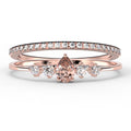 1.55 Carat Pear Cut Morganite And Diamond Moissanite Engagement Ring in 925 Sterling Silver With 18k Rose Gold Plating H929