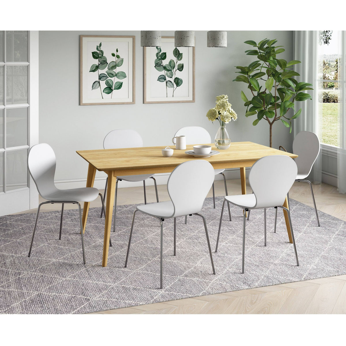 White/Natural Rectangular Dining Table U50615