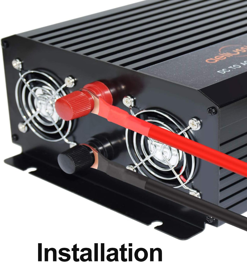 Power Inverter 1000W Pure Sine Wave 24v DC to AC 120v Peak 2000 Watt with LCD Display USB Charge Port Y792
