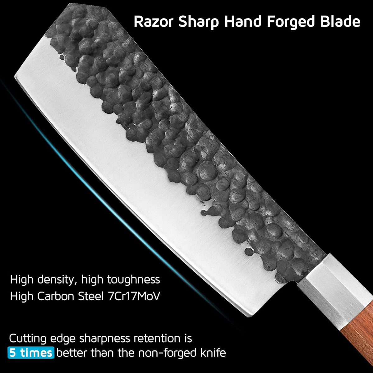 Black 7 inch High Carbon Steel Bone Chopping Knife K544