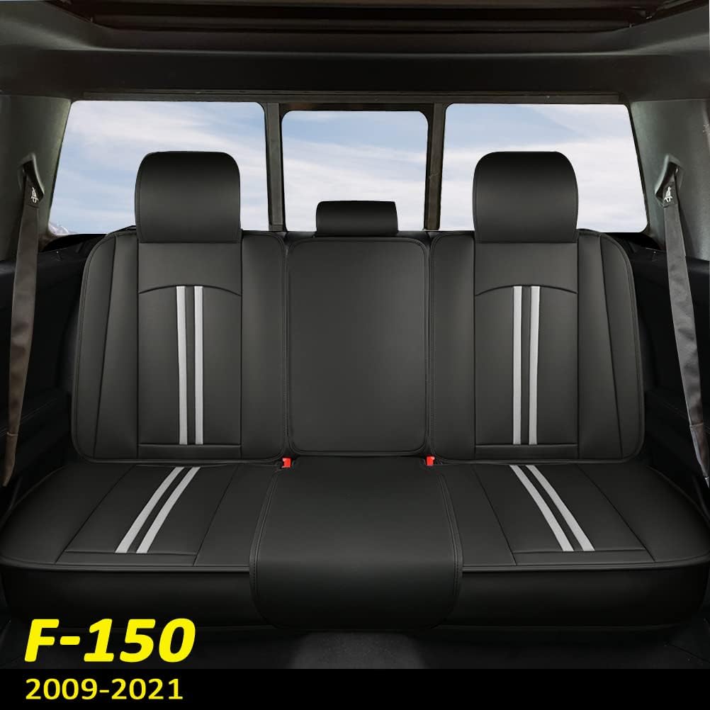 Front Seat Covers Faux Leather Pickup Trucks Seat Protectors (Black+Beige) Y626329