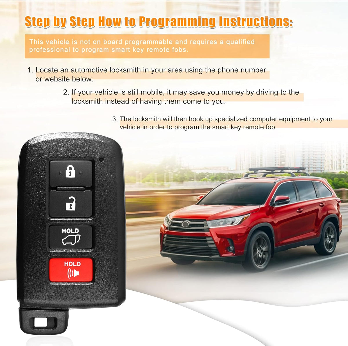 Keyless Entry Remote Flip Key Fob for Toyota Highlander 2014-2019 H5247