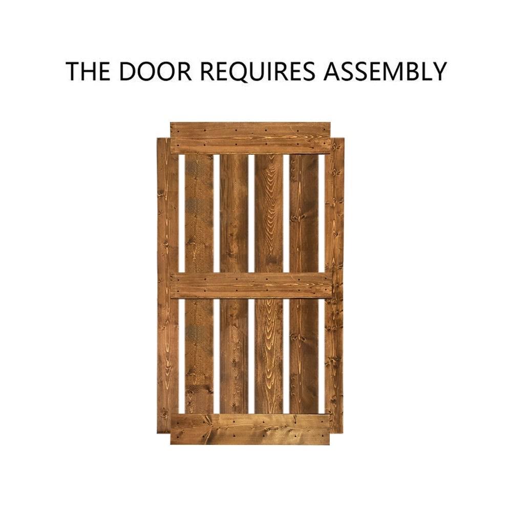 Solid Red Walnut Stained Pine Wood Interior Sliding Barn Door with Hardware Kit T617
