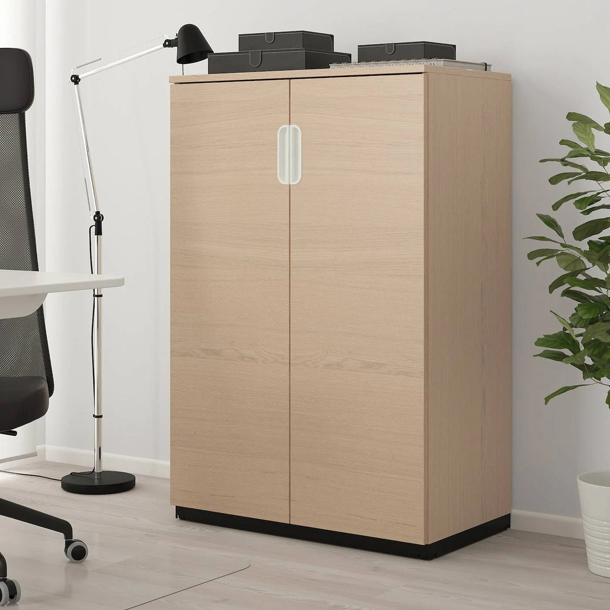 White Stained Oak Veneer Cabinet with Doors N99980