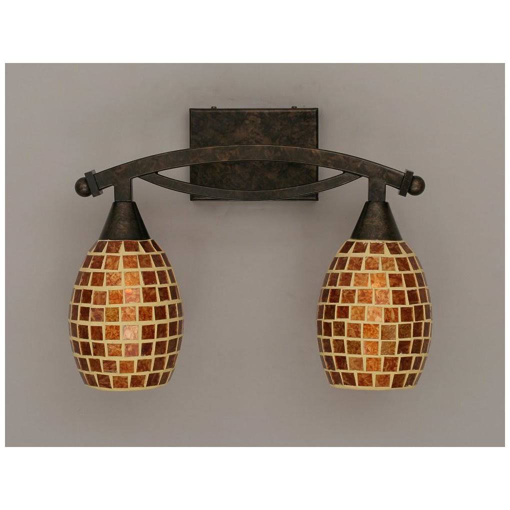 Two Light Bath Bar Bronze Finish with Copper Mosaic Glass A885