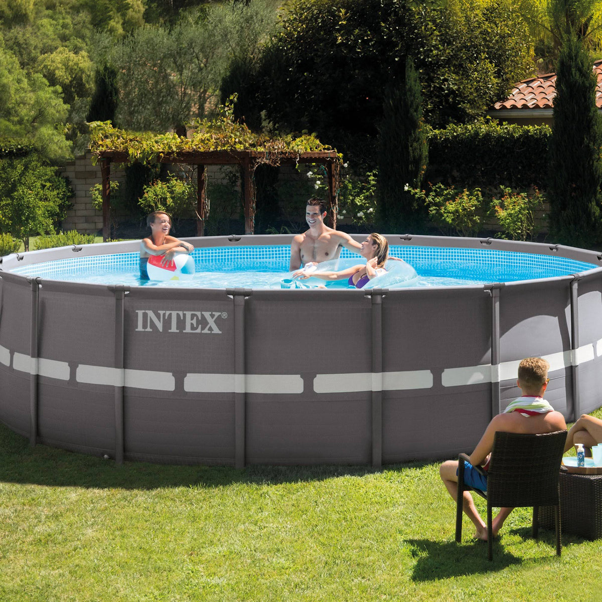 18ft x 52in Ultra Frame Above Ground Swimming Pool Set with Sand Filter Pump W386