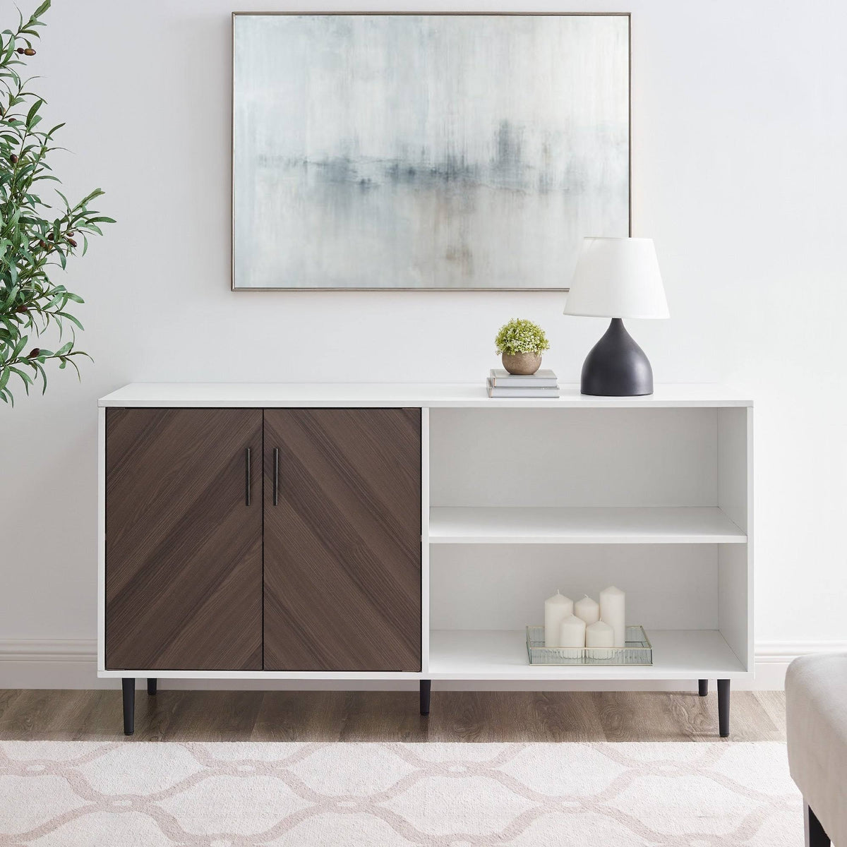 White / Ash Brown TV Console W6909
