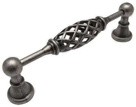 Weathered Nickel Birdcage Cabinet Handle Pull - 5 inch Hole Centers - 10 Pack J257