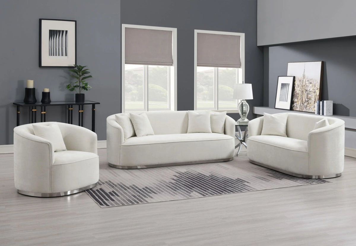 Beige Chenille Loveseat with 2 Pillows B603856