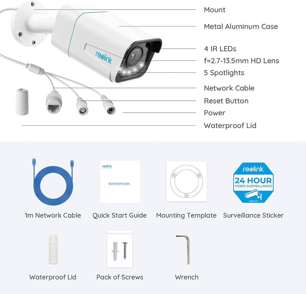 4K IP PoE Security Camera with 5X Optical Zoom and Color Night Vision A1334