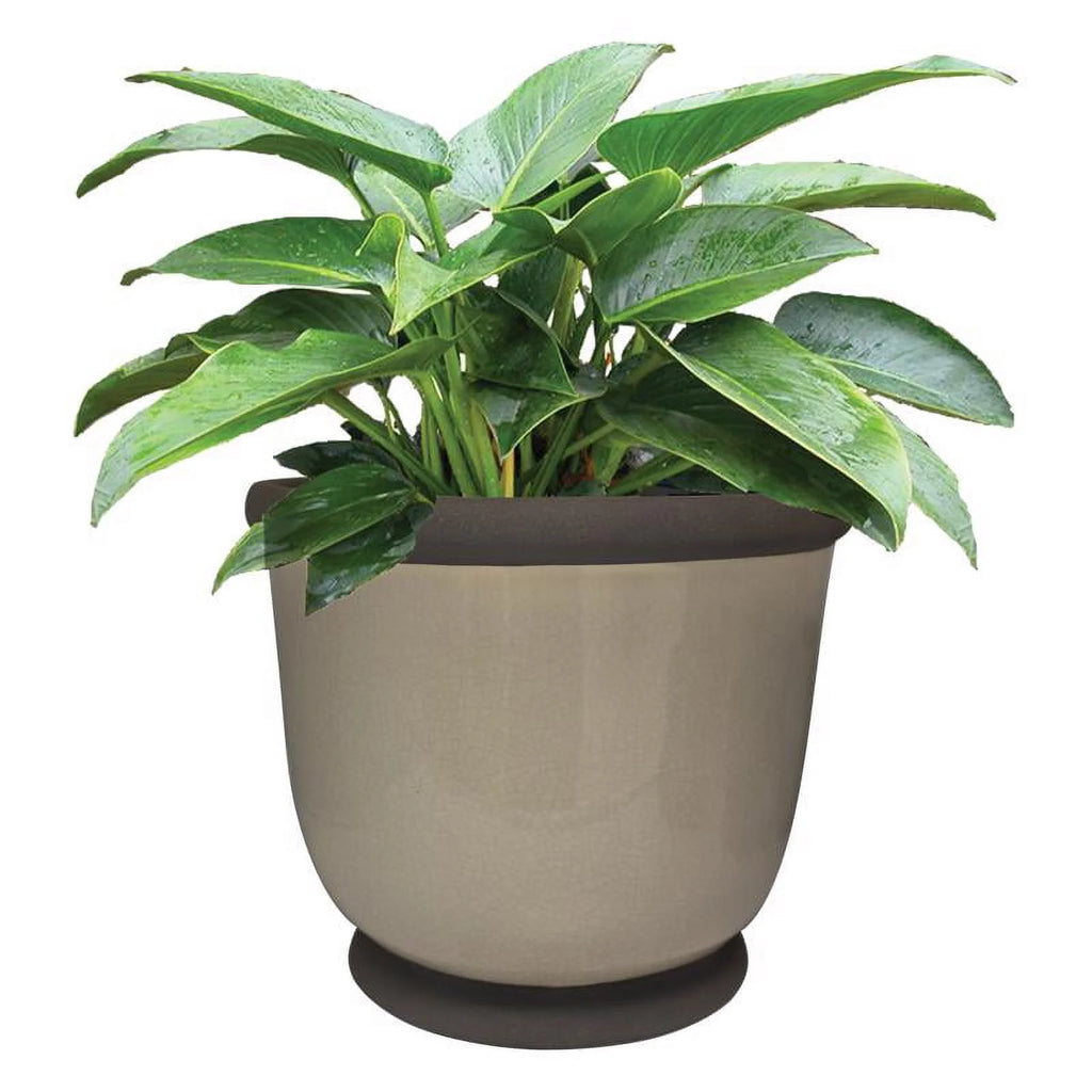 12" Round Gray Ceramic Pedestal Planter G5341