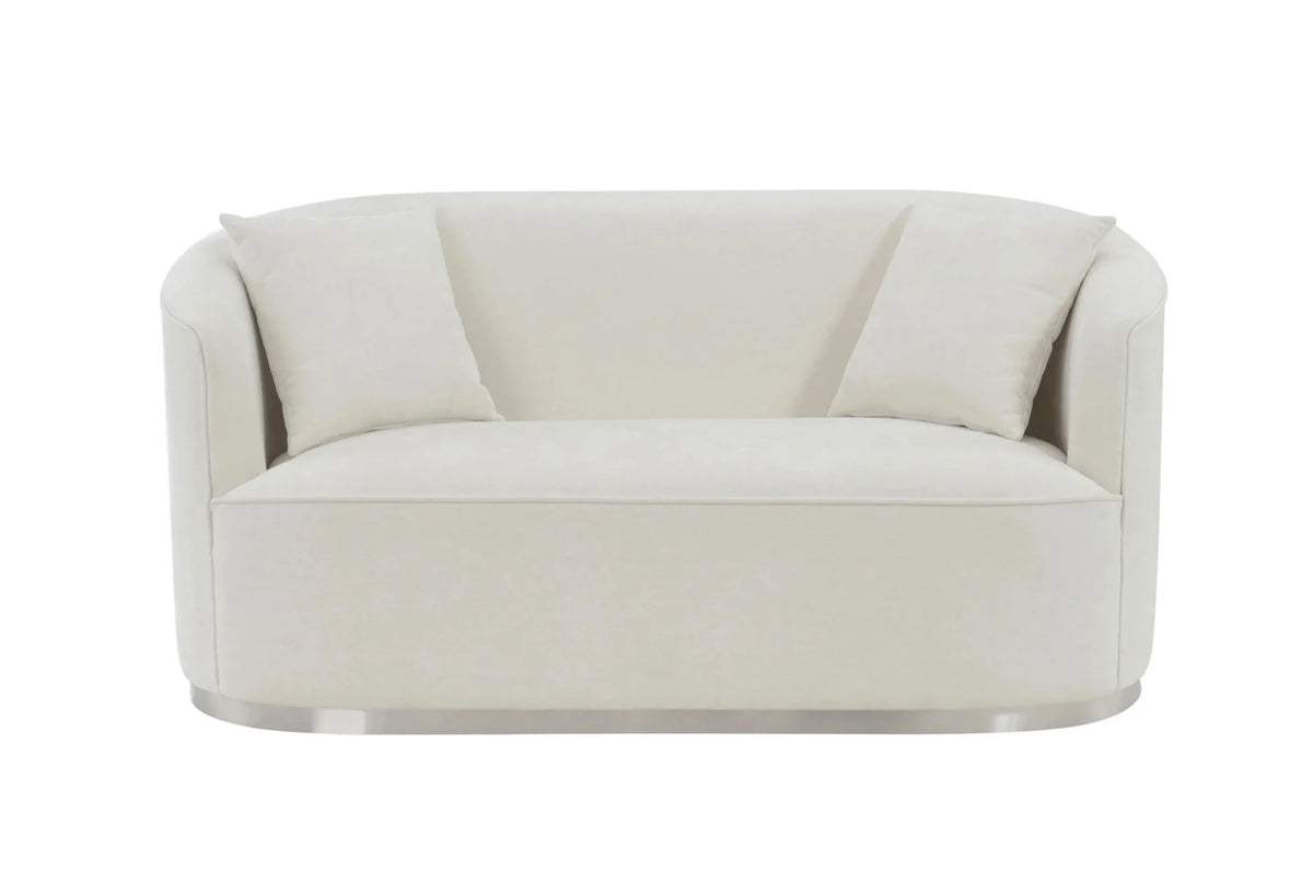 Beige Chenille Loveseat with 2 Pillows B603856