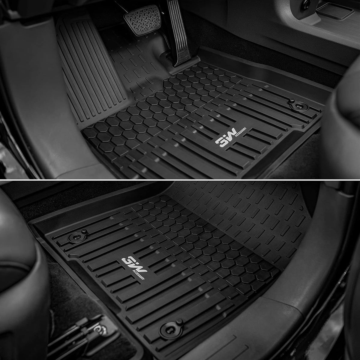 TPE All Weather Custom Fit Floor Liner for Toyota Sienna 8 Seat Full Set, Black K738263