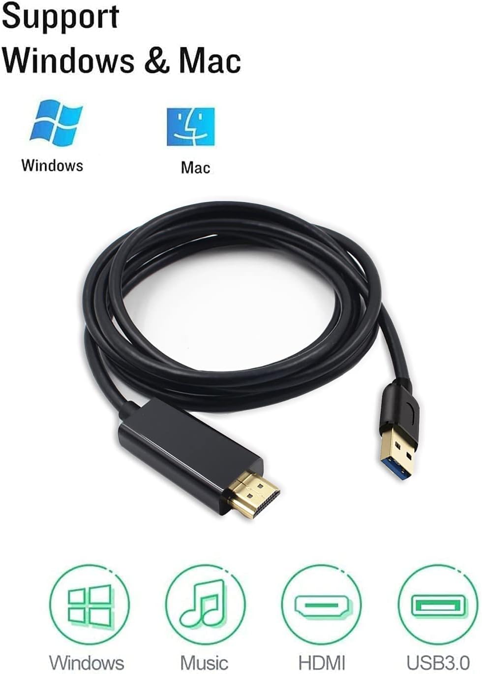 USB 3.0 to HDMI Adapter Cable 2M K61673