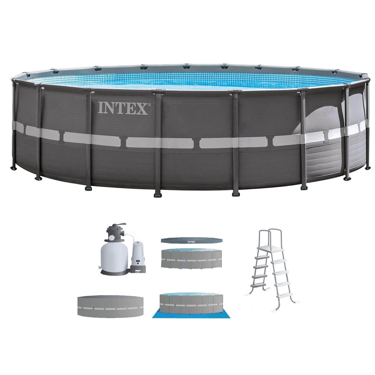 18ft x 52in Ultra Frame Above Ground Swimming Pool Set with Sand Filter Pump W386