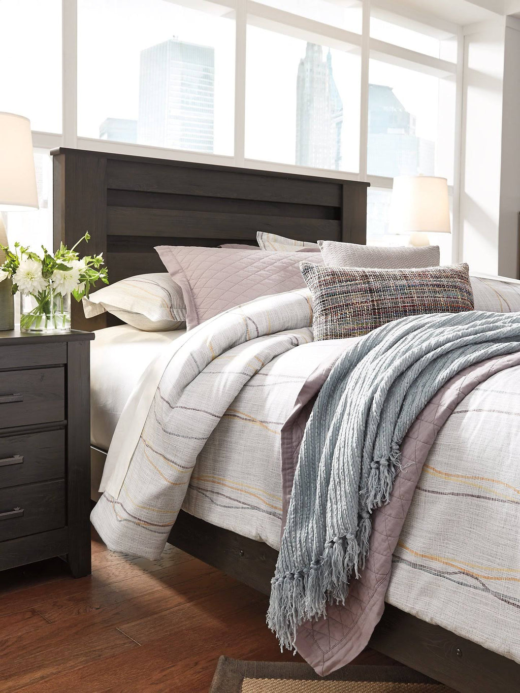King Panel Headboard Black O411