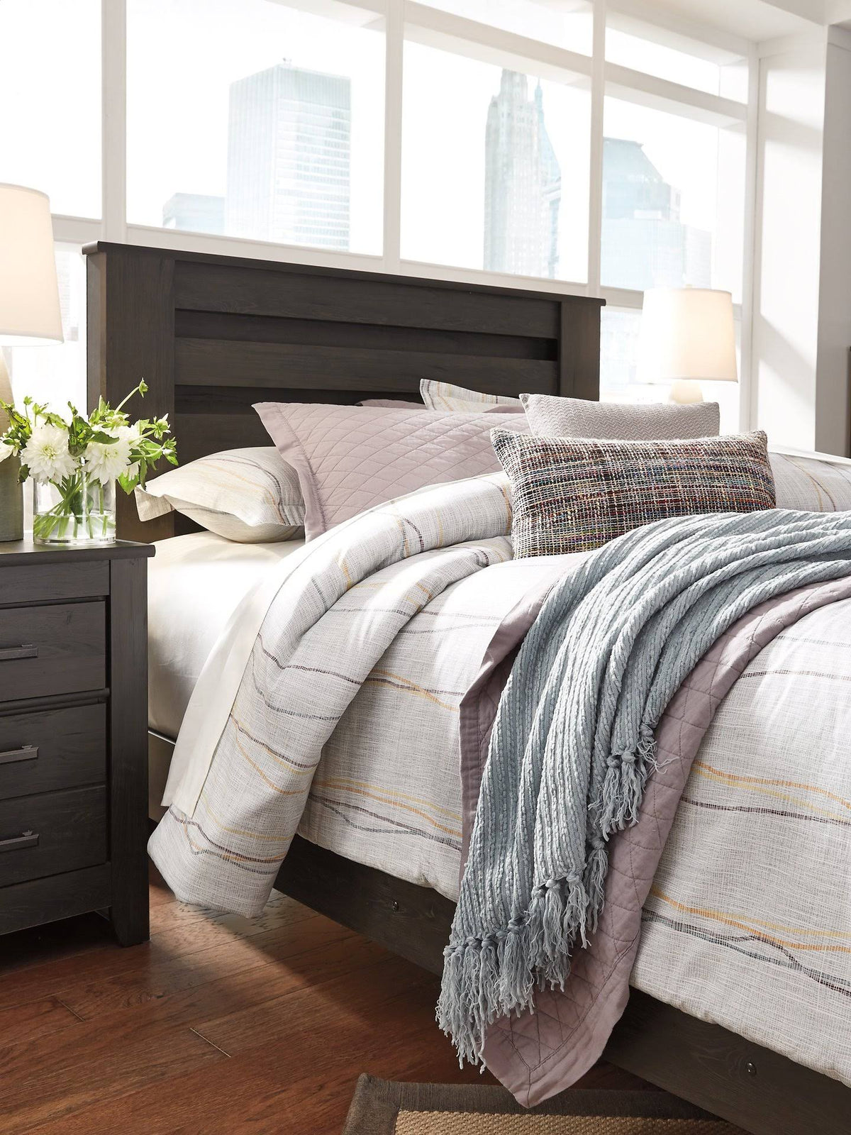 King Panel Headboard Black O411