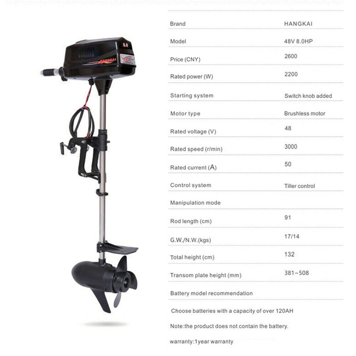 2.2KW Electric Outboard Motor Boat Engine R860392