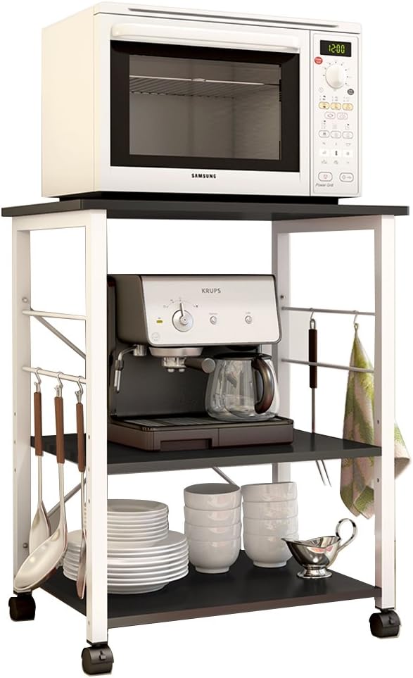 White Oak 3-Tier Kitchen Baker's Rack Microwave Oven Stand Storage Cart Workstation Shelf W8559