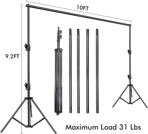 10ft x 9.2ft Heavy Duty Adjustable Photography Backdrop Stand with Carry Bag P706