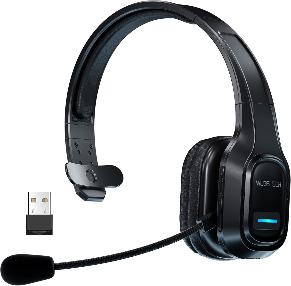Wireless Headset with Microphone, Noise Canceling On-Ear Headphones with USB Dongle O6481