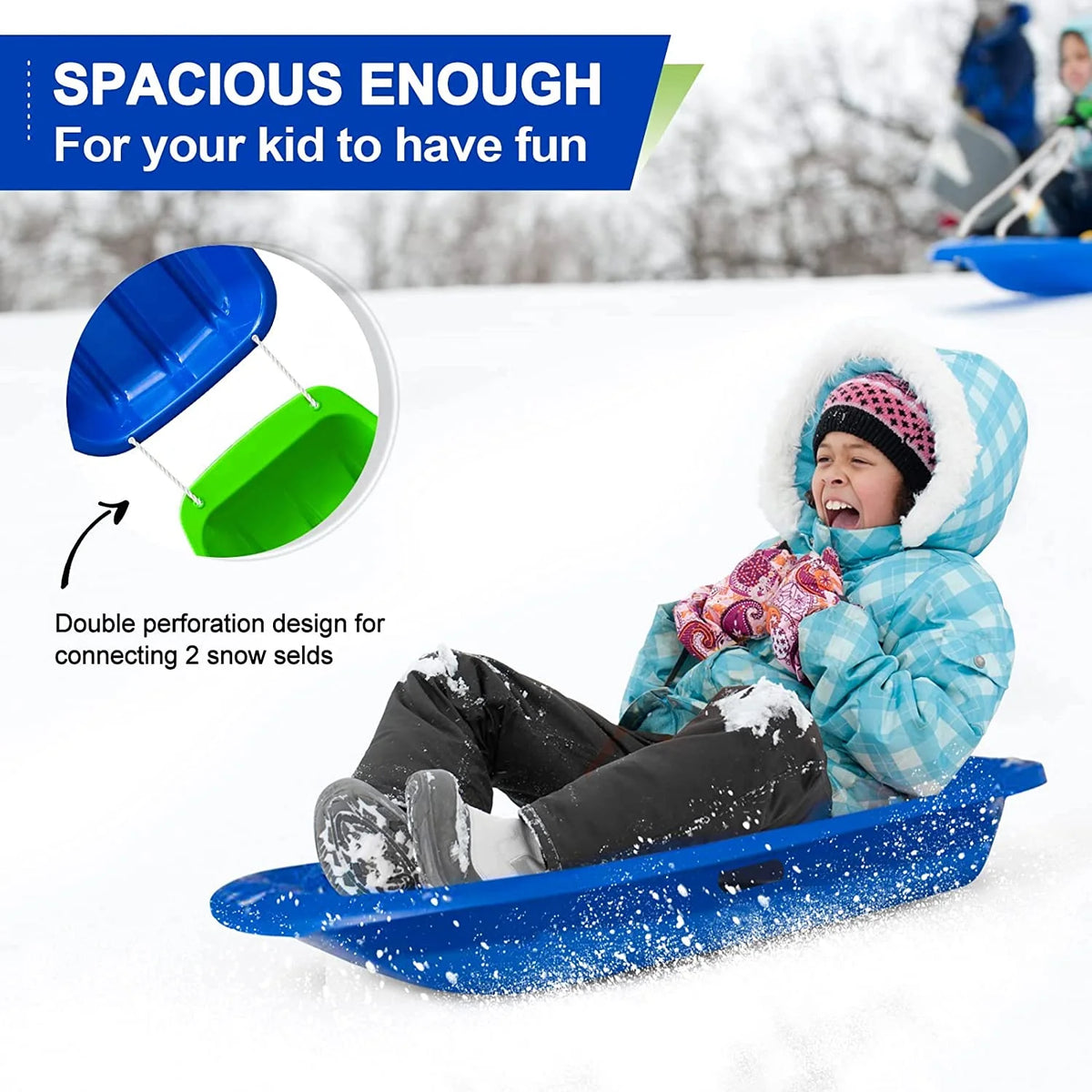 35 Inch Plastic Snow Sled Boat Shape Snow Sledge for Kids O6131